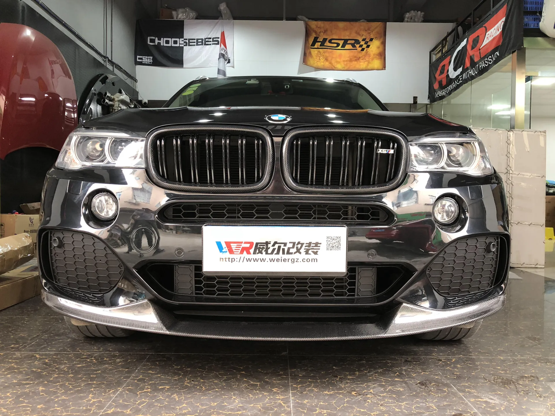 F15 Front Bumper with Carbon Fiber Front Lip Installation Rendering